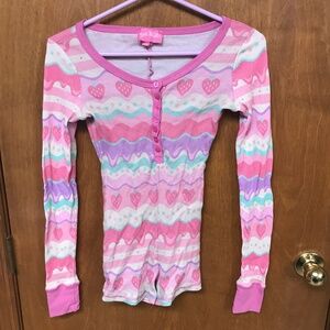 Sugar Thrillz Strawberry Ribbed Romper Small Exc Cond